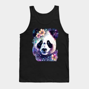 Fantasy, Watercolor, Panda Bear With Flowers and Butterflies Tank Top